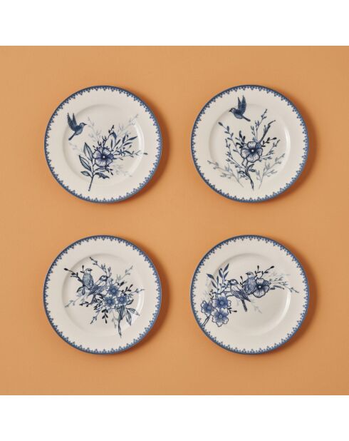 Lot de 4 assiettes bleues - 21 cm