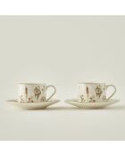 2 mehrfarbige Flores-Teetassen - 180 cc