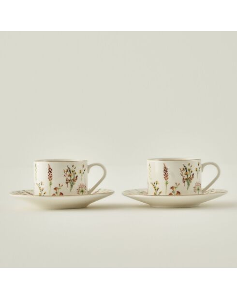 2 mehrfarbige Flores-Teetassen - 180 cc