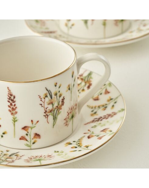 2 mehrfarbige Flores-Teetassen - 180 cc