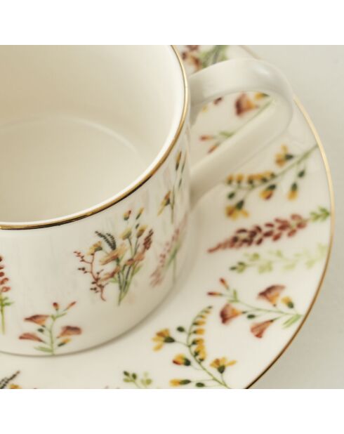 2 mehrfarbige Flores-Teetassen - 180 cc