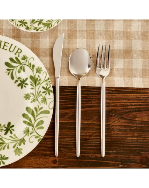 Lot de couverts à dessert Siena argentée - 18 pièces