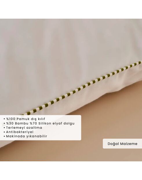 Lot de 2 coussins moelleux en bambou blancs - 50x70 cm