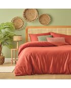 Copripiumino matrimoniale Arno in raso di cotone 100% terracotta