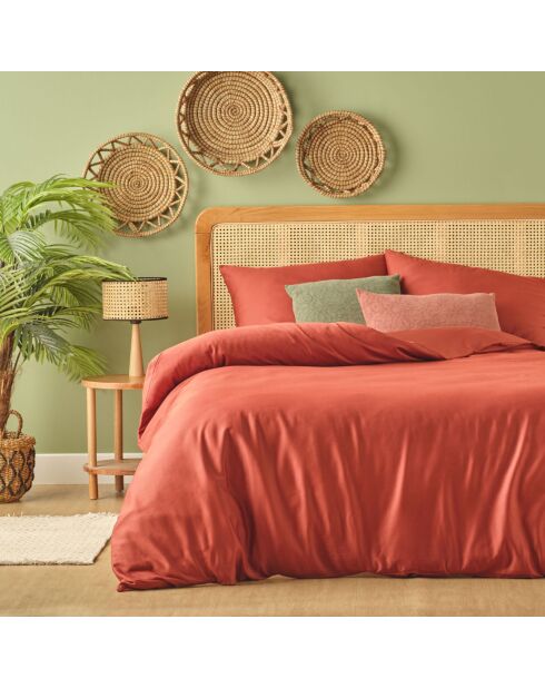 Copripiumino matrimoniale Arno in raso di cotone 100% terracotta