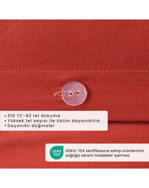 Copripiumino matrimoniale Arno in raso di cotone 100% terracotta