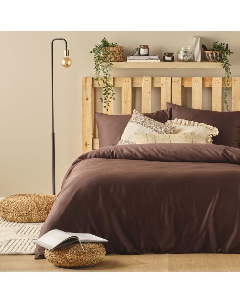 Copripiumino matrimoniale Arno in 100% cotone satinato marrone - 260x240 cm
