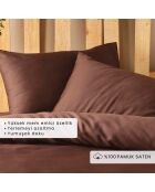 Copripiumino matrimoniale Arno in 100% cotone satinato marrone - 260x240 cm