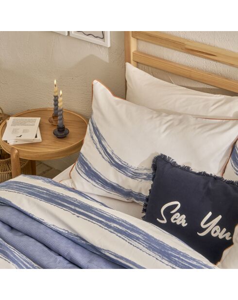 Copripiumino matrimoniale Marine in raso di cotone 100% blu - bianco - 200x220 cm