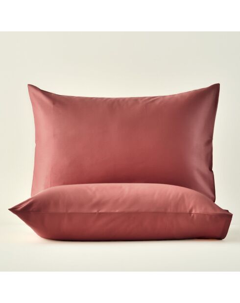 Set di 2 federe standard in 100% cotone satinato bordeaux