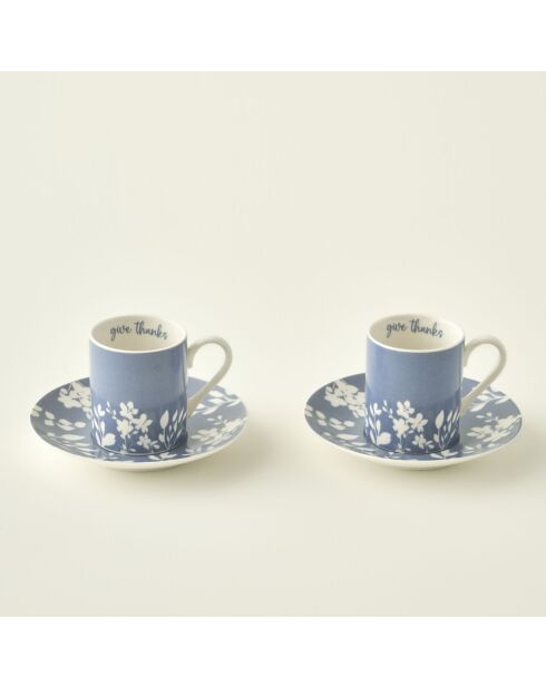 Set van 2 Thankful blauwe koffiekopjes