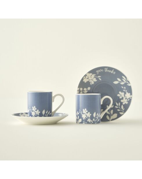 Set van 2 Thankful blauwe koffiekopjes