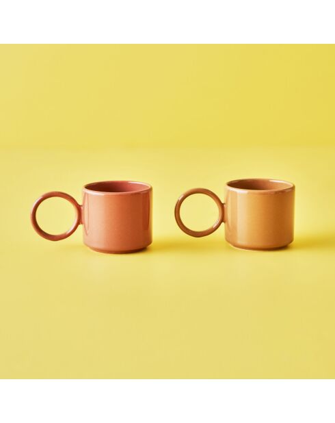 Set van 2 poederroze Arcana espressokopjes