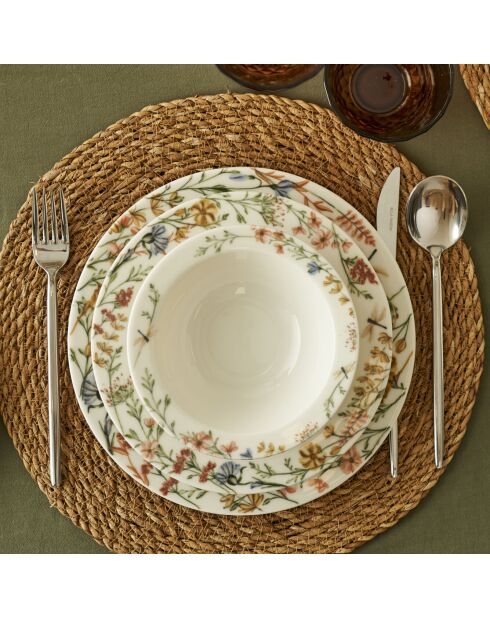 Das Flores Tafelservice aus mehrfarbigem Porzellan - 24 Stück