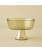 Plat de présentation en verre sur pied Geo vert - 21x16 cm