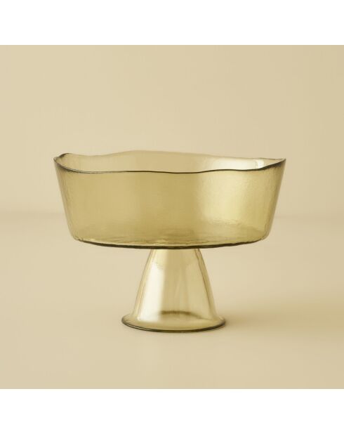 Plat de présentation en verre sur pied Geo vert - 21x16 cm