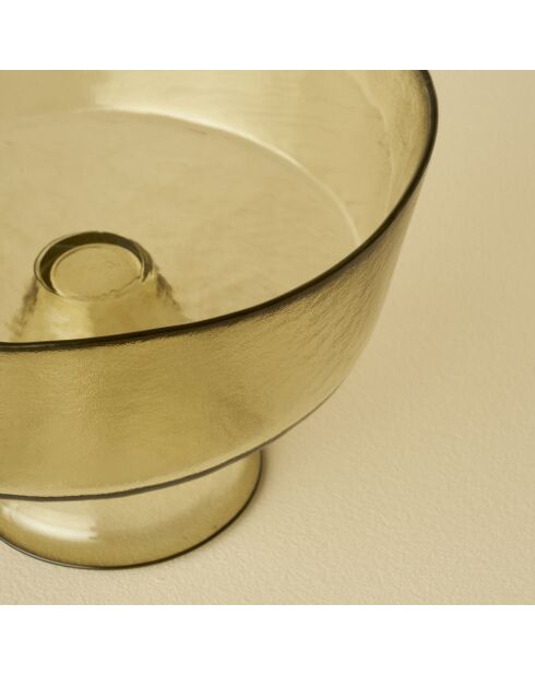 Plat de présentation en verre sur pied Geo vert - 21x16 cm