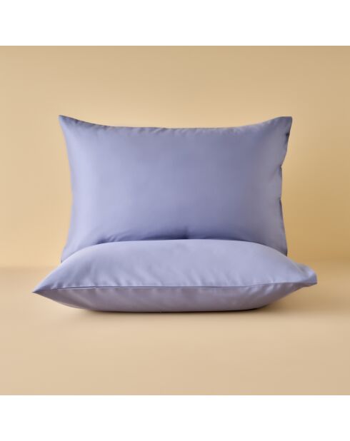 Set di 2 federe standard blu in raso di cotone 100%