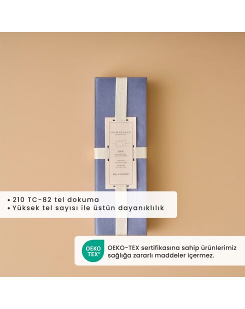 Set di 2 federe standard blu in raso di cotone 100%