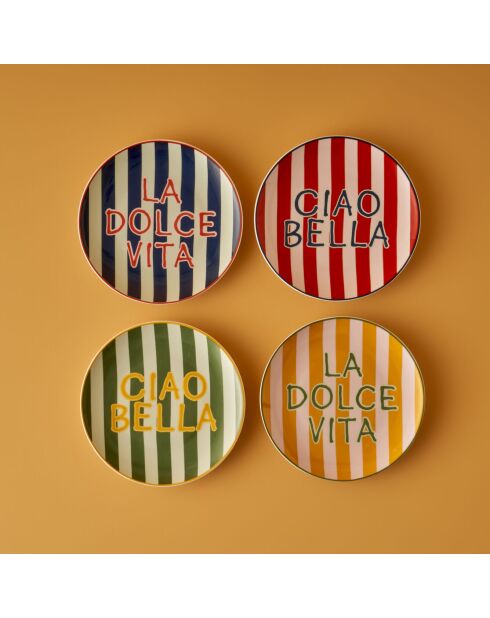 Lot de 4 assiettes Line multicolores - 21 cm
