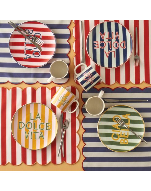 Lot de 4 assiettes Line multicolores - 21 cm
