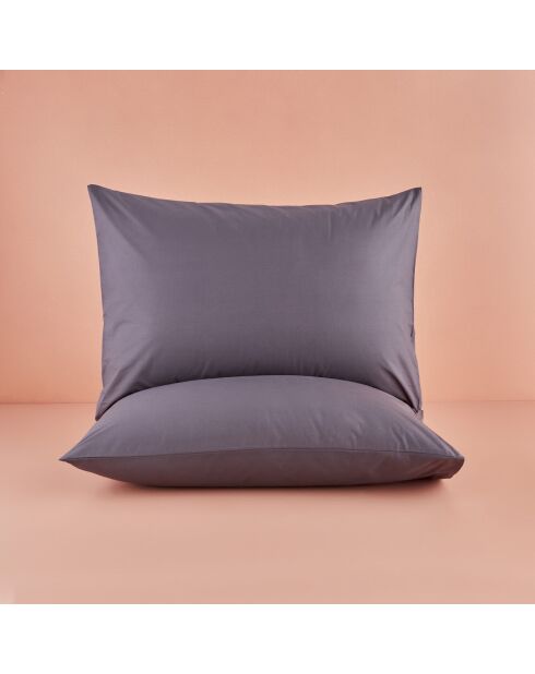 Set di 2 federe standard in 100% cotone satinato antracite