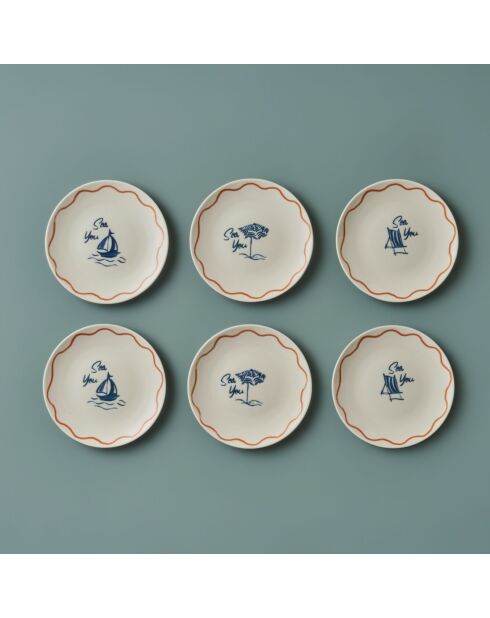 Lot de 6 assiettes Marin multicolores - 19 cm