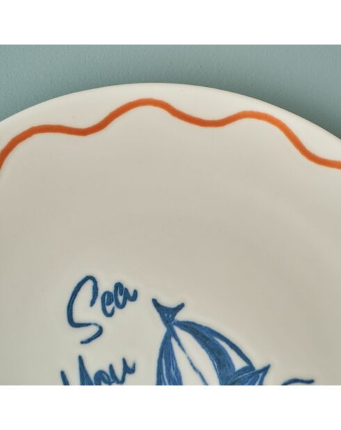 Lot de 6 assiettes Marin multicolores - 19 cm