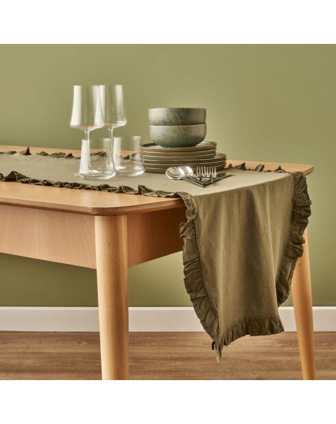 Chemin de table kaki - 50x150 cm