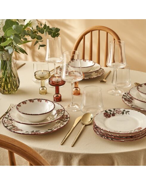 Juego de vajilla Jolly de porcelana roja - 18 piezas