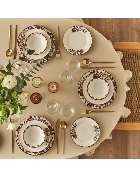 Juego de vajilla Jolly de porcelana roja - 18 piezas