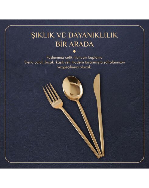 Lot de couverts à dessert Siena en or - 18 pièces