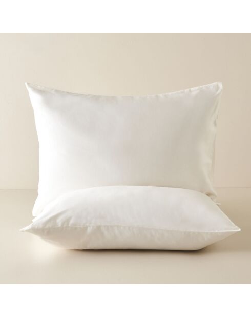 Set di 2 federe standard in raso bianco 100% cotone