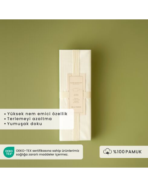 Set di 2 federe standard in raso bianco 100% cotone