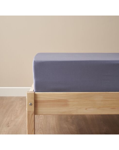 Lenzuolo matrimoniale Arno in raso 100% cotone Blu - 160x200x35 cm