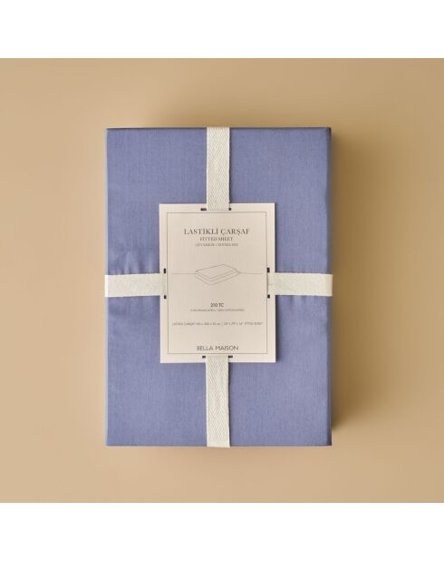 Lenzuolo matrimoniale Arno in raso 100% cotone Blu - 160x200x35 cm