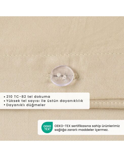 Copripiumino matrimoniale Arno in 100% cotone satinato beige - 260x240 cm