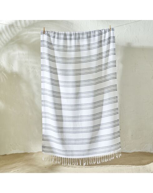 Serviette Peshtamal rayé grise - 90x160 cm