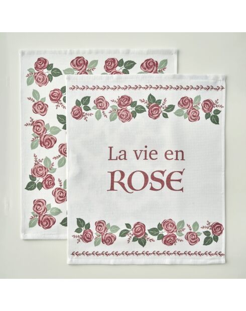 Set di 2 strofinacci da cucina rosa crema