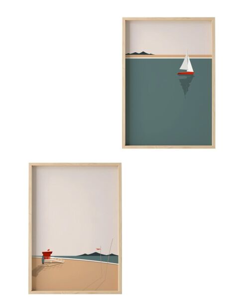 Gerahmtes Dekobild aus MDF (2 Stück) 50 x 70 cm