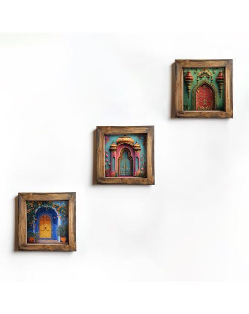 Quadro decorativo in MDF con cornice (3 pezzi) 16 x 16 x 2 cm