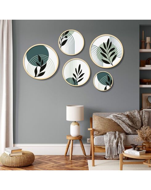 Set di 5 quadri incorniciati multicolori