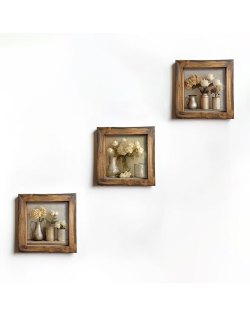 Quadro decorativo in MDF con cornice (3 pezzi) 16 x 16 x 2 cm