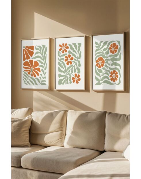 Gerahmtes Dekobild (3 Stück) mehrfarbig 33 x 48 cm