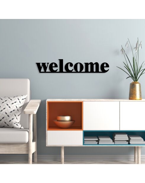 Accessoire mural décoratif en métal noir - 70 x 13 cm