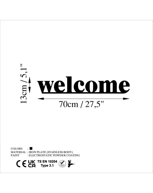 Accessoire mural décoratif en métal noir - 70 x 13 cm