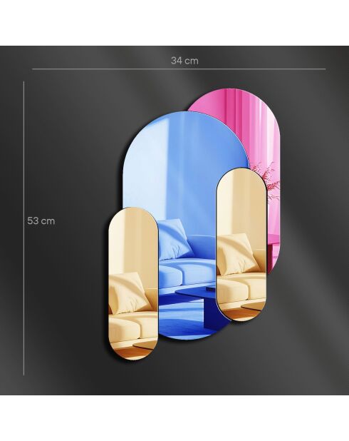 Mehrfarbiger dekorativer Spiegel - 34 x 53 cm