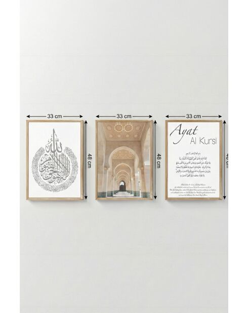 Tableau décoratif encadré en MDF (3 pièces) multicolore - 33 x 48 cm