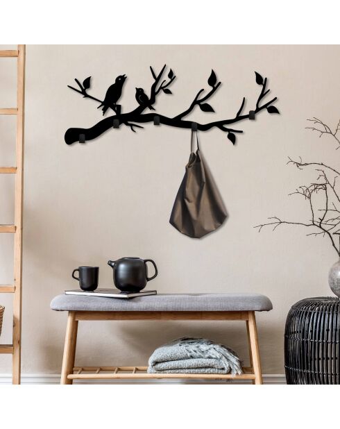 Wandhaak van zwart metaal - 67 x 27 cm