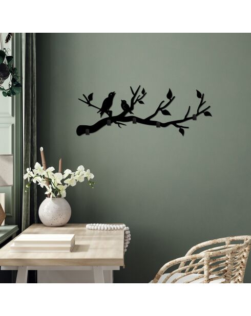 Wandhaak van zwart metaal - 67 x 27 cm